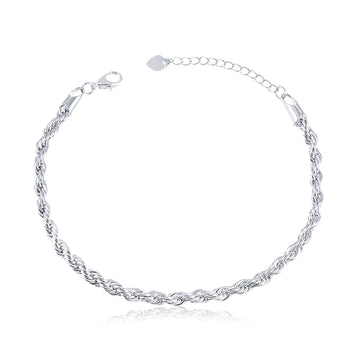 Pulseira cordão baiano com banho de ródio branco