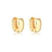 Brinco argola retangular lisa larga P com banho de ouro18k