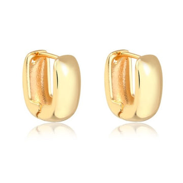 Brinco argola retangular lisa larga G com banho de ouro18k