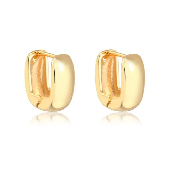 Brinco argola retangular lisa larga M com banho de ouro18k