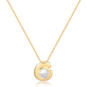 Colar redondo cristal com banho de ouro 18k