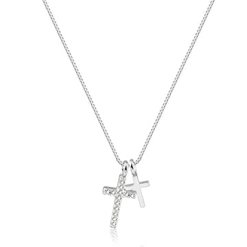 Colar prata 925 crucifixo duplo