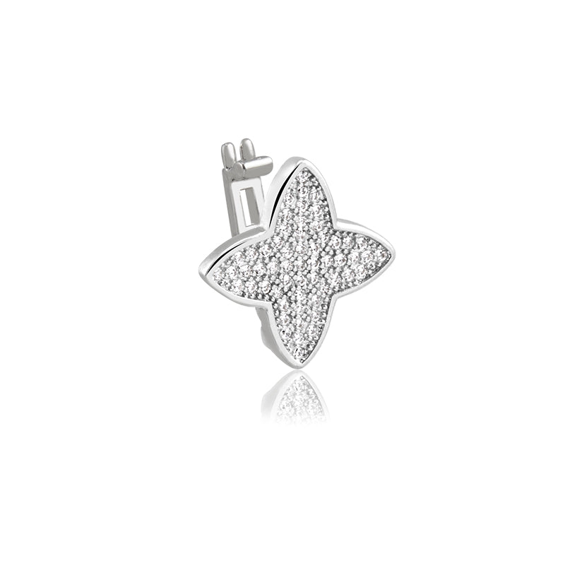 Pingente flor cravejada em ródio branco para pulseira esteira