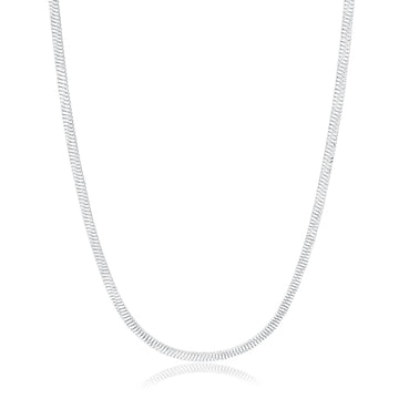 Colar choker laminada trabalhada com banho de ródio branco