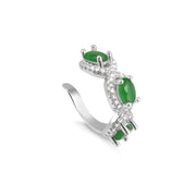 Piercing ovais esmeralda entorno cravejado com banho de ródio branco