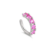Piercing zircônia turmalina rosa com banho de ródio branco