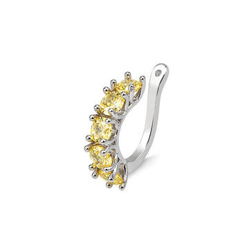Piercing fake citrino com banho de ródio branco