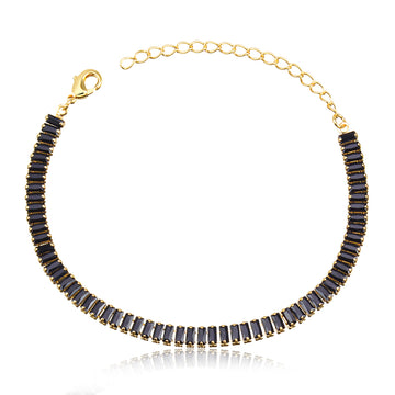 Pulseira baguetes zircônias negras com banho de ouro 18k