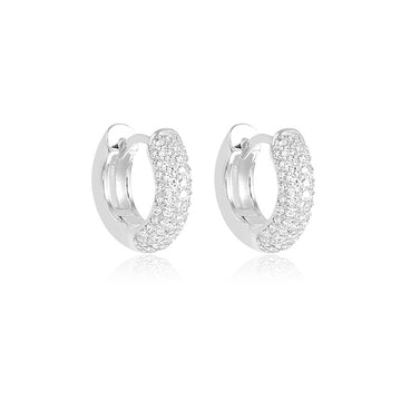 Brinco argola cravejada ródio branco