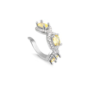Piercing ovais zircônia citrino entorno cravejado com banho de ródio branco