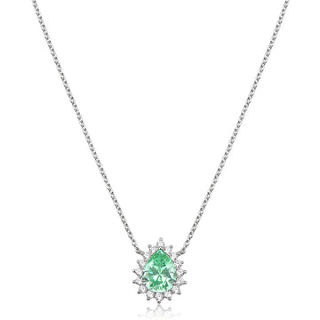 Colar gota paraiba entorno cravejada com banho de ródio branco
