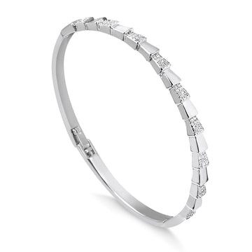 Pulseira bracelete snake escamas lisas e cravejadas com banho de ródio branco