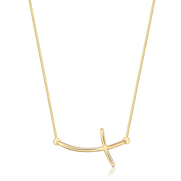Colar cruz lisa slim com banho de ouro 18k