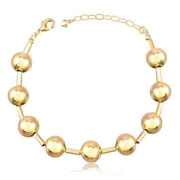 Pulseira esferas canutilhos com banho de ouro 18k