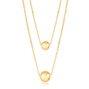 Colar esfera duplo com banho de ouro 18k