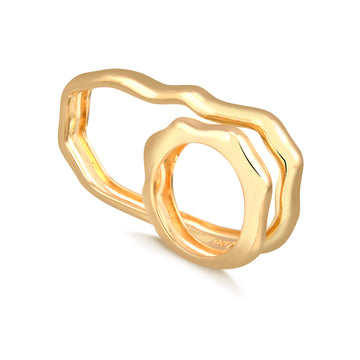 Anel para dois dedos orgânico dourado