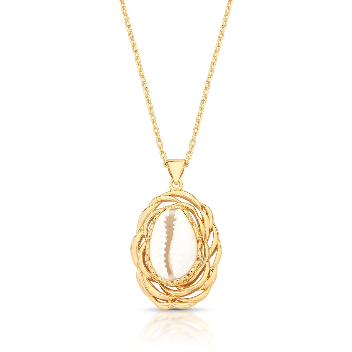 Colar buzio detalhe entorno com banho de ouro 18k