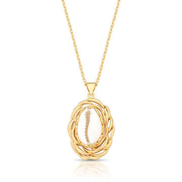 Colar buzio detalhe entorno com banho de ouro 18k