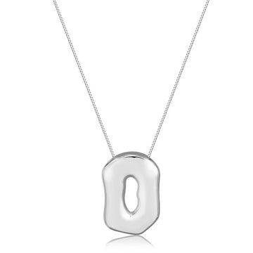 Colar retângulo orgânico com banho de ródio branco