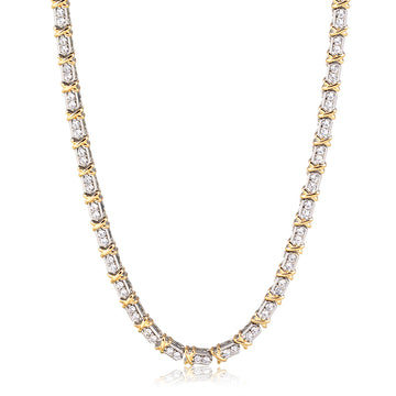 Colar riviera com detalhe x dourado e banho de ródio branco