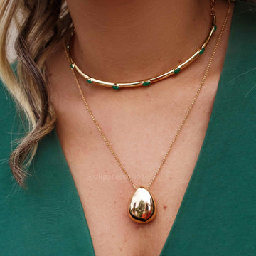 Colar longo gota lisa maior dourado