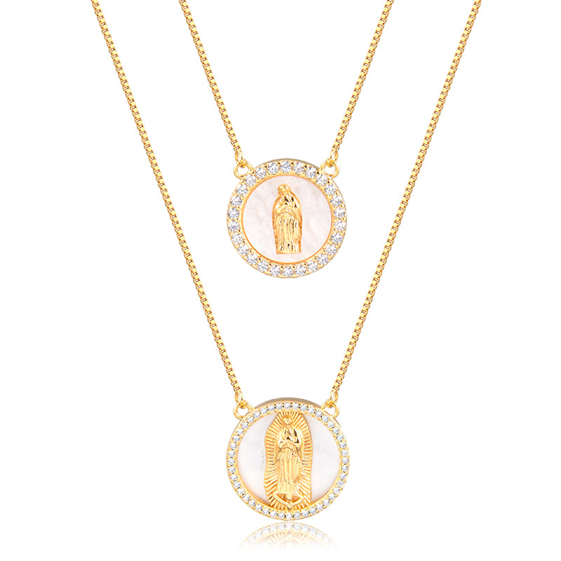 Colar escapulário nossa senhora madrepérola com banho de ouro 18k