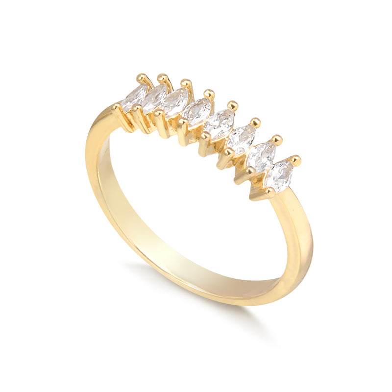 Anel aparador navetes cristal com banho de ouro 18k