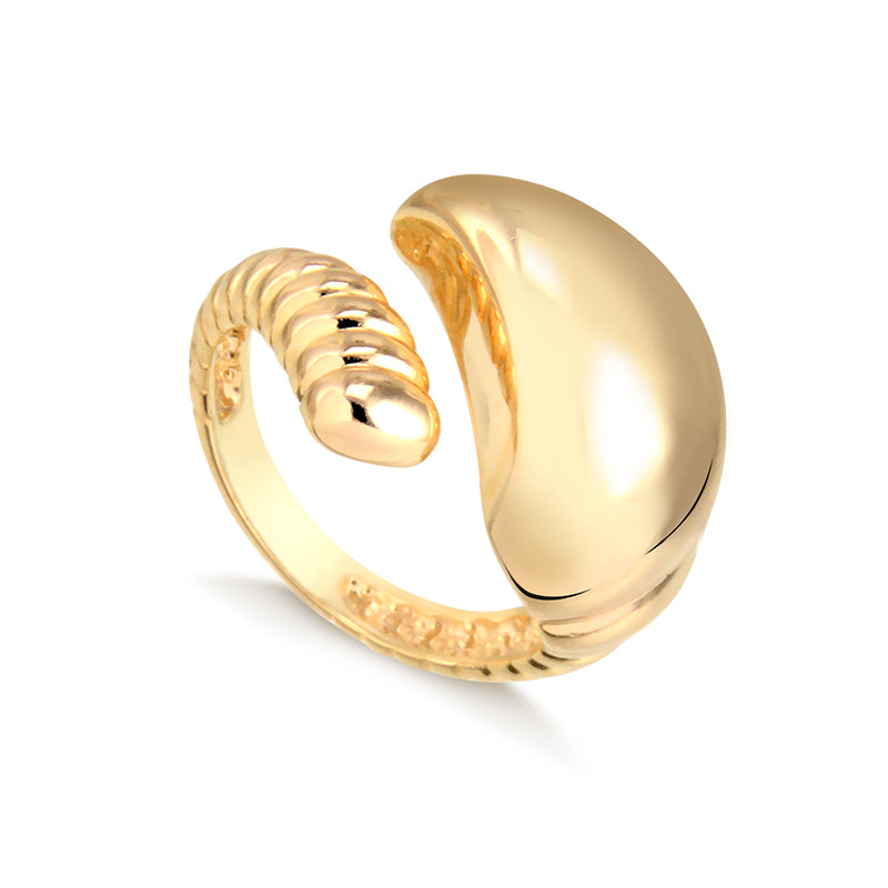 Anel gota envolvente com detalhe com banho de ouro 18k