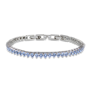 Pulseira riviera 3 garras com zirconia tanzanita 3mm em ródio branco