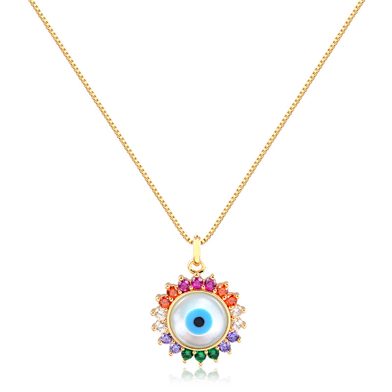 Colar olho grego colorido com banho de ouro 18k