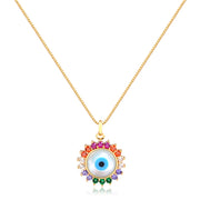 Colar olho grego colorido com banho de ouro 18k