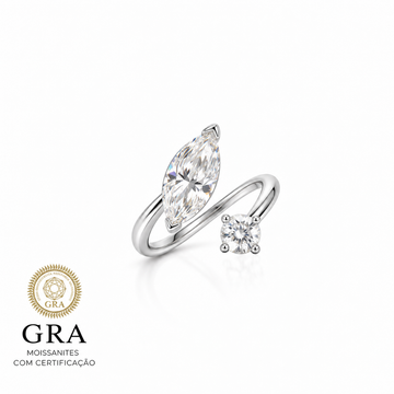Anel MOISSANITE joia em prata 925 envolvente 2,3 quilates e banho de ródio branco