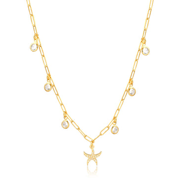 Colar choker cartier estrela com pontos de luz com banho de ouro 18k