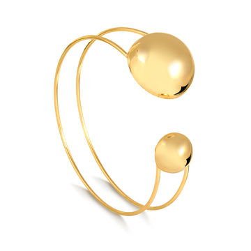 Pulseira bracelete duplo esferas dourada
