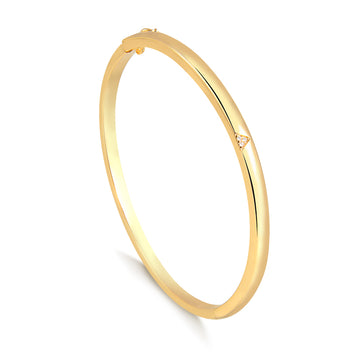 Pulseira bracelete slim liso com V cravejado dourado