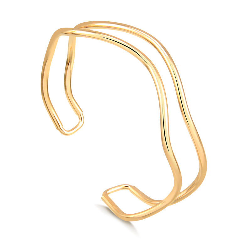 Pulseira bracelete duplo liso dourada