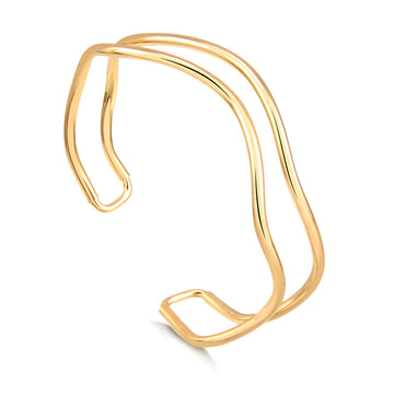 Pulseira bracelete duplo liso dourada