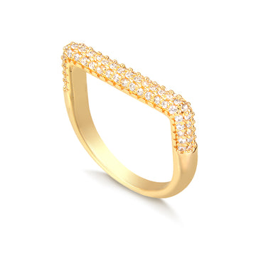 Anel quadrado cravejado com banho de ouro 18k