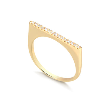 Anel slim linha cravejada com banho de ouro 18k