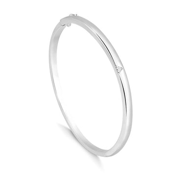 Pulseira bracelete slim liso com V cravejado ródio branco