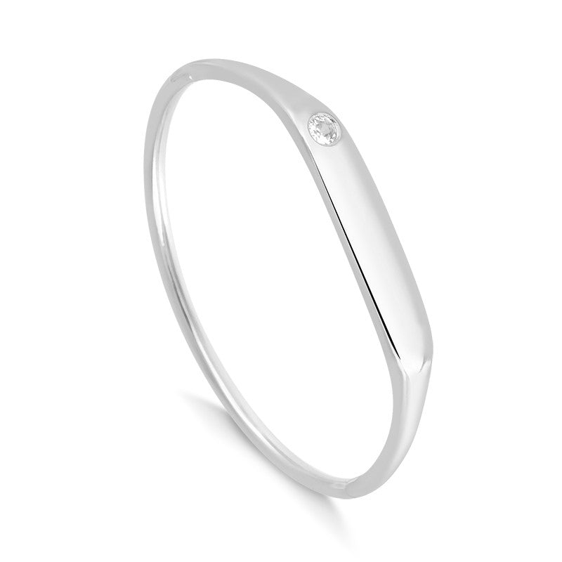 Pulseira bracelete placa retangular com pontos de luz ródio branco