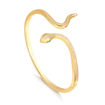 Pulseira bracelete snake cravejado dourado