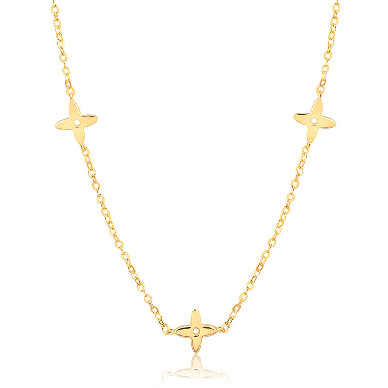 Colar  flor lisa dourado