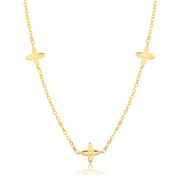 Colar  flor lisa dourado