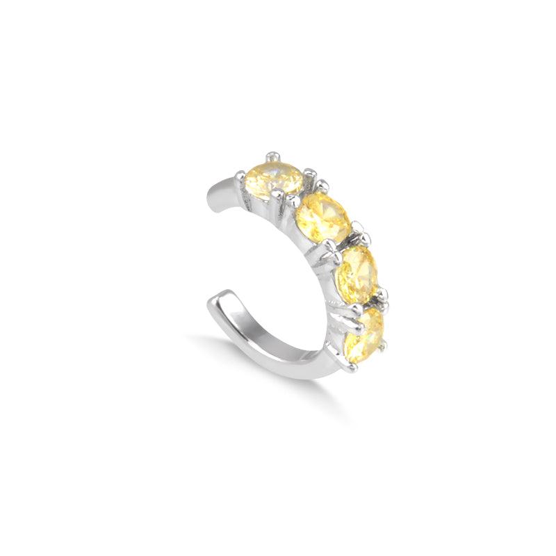 Piercing zircônia citrino com banho de ródio branco