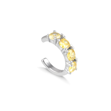 Piercing zircônia citrino com banho de ródio branco