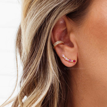 Piercing cravejado com banho de ouro 18k