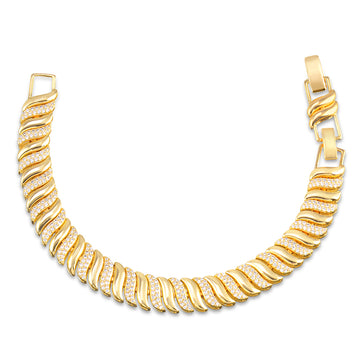 Pulseira escamas lisas e cravejadas Luxo com banho de ouro 18k
