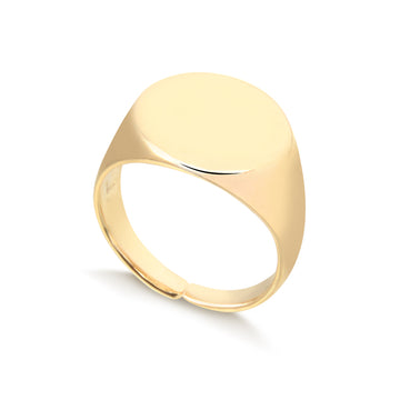 Anel dedinho oval liso com banho de ouro 18k