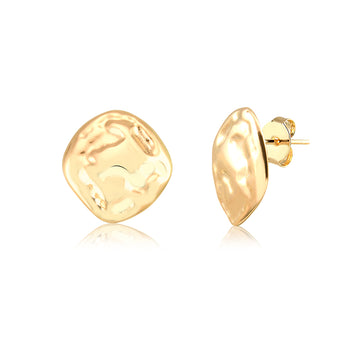 Brinco oval orgânico com banho de ouro 18k